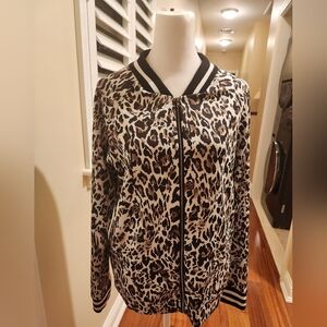 Women's Animal Print Light weight Bomber Jacket w/ full zip